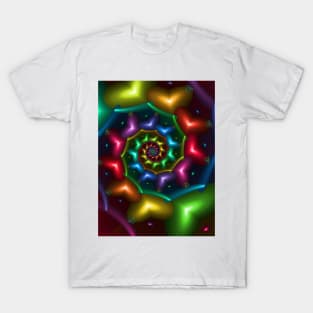 Rainbow Coloured Hearts Spiral T-Shirt